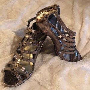 Pewter caged heels